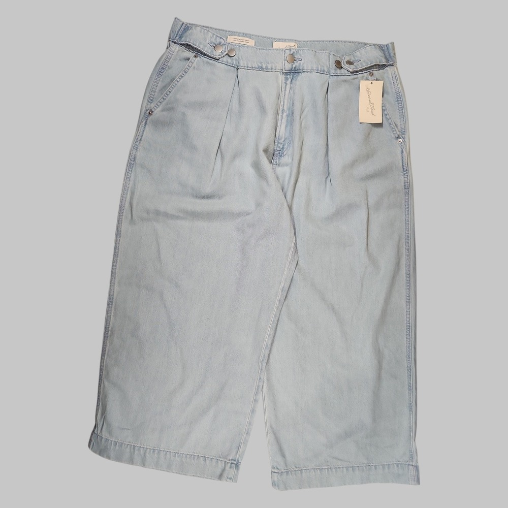 NWT Universal Thread Light Wash Cropped Two Way Trouser Wide Leg Jeans Size 16R - Picture 2 of 6